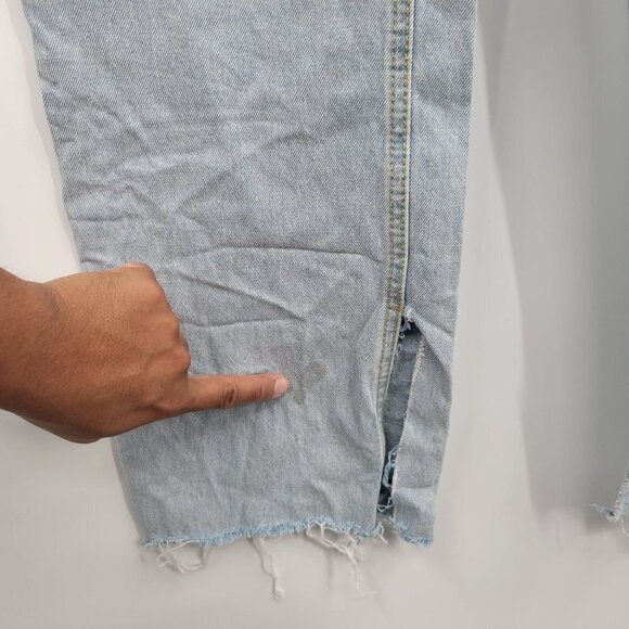 Avec Les Filles Split Frayed Hem Bootcut Jeans Hi-Rise 100% Cotton Womens 30 - Picture 6 of 16